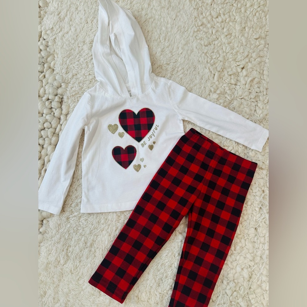 Carter's NEW without tags Be joyful plaid heart hoodie & matching leggings